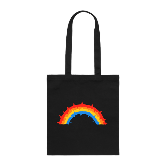 SPIKED RAINBOW BLACK TOTE